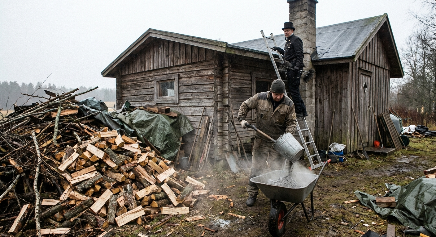Holzlagerung, Asche und Schornstein — die Kehrseite des Holzofens