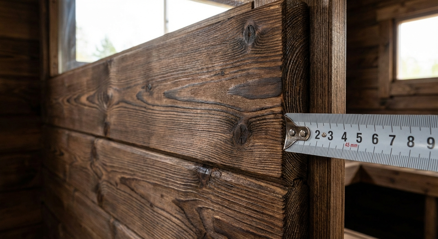 Thermowood-Wandstärke einer Baltresto Fasssauna im Detail