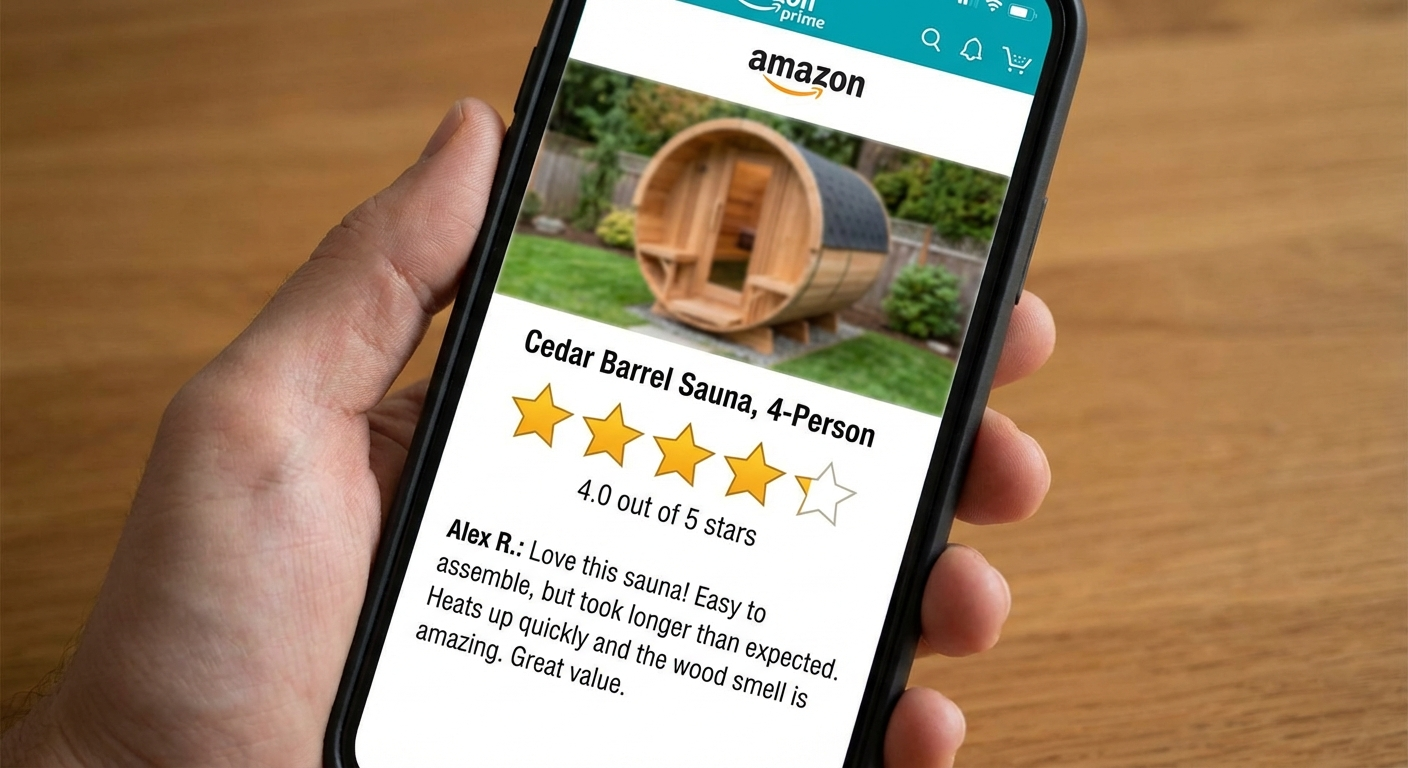 Amazon-Bewertungen für Juskys Fasssauna
