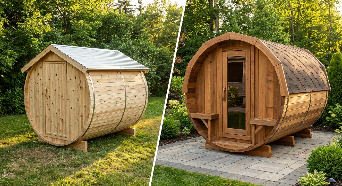 Vergleich Lidl-Fasssauna und Fachhändler-Modell