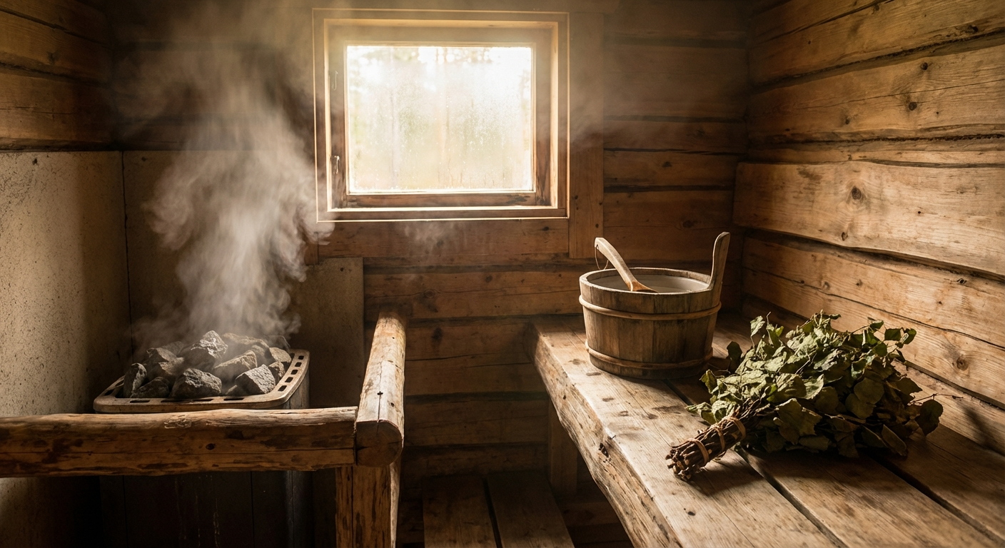 Finnische Saunakultur mit Aufguss