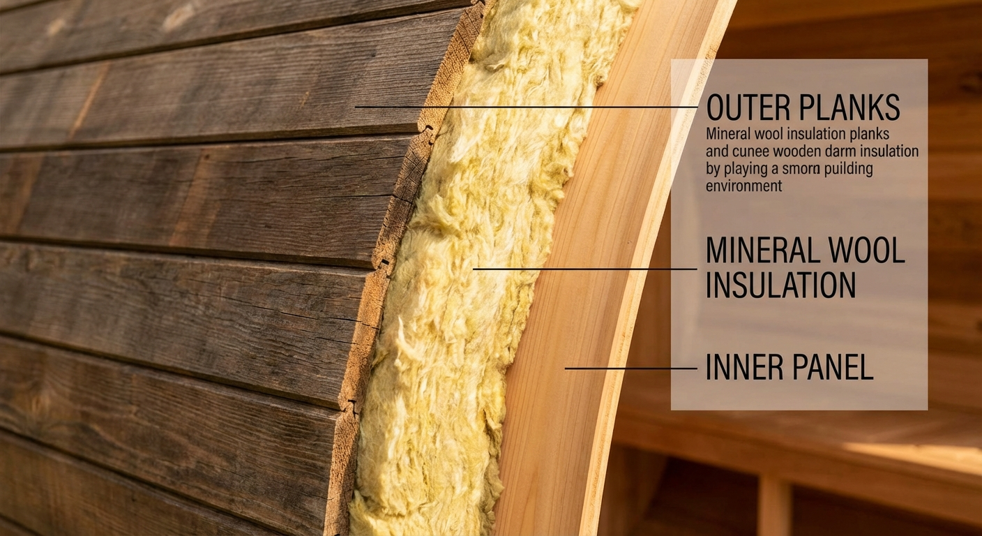 Fasssauna im Winter mit Schnee